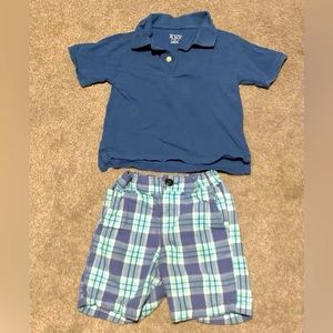 The Children’s Place 2t polo shirt with matching 2t plaid shorts outfit set